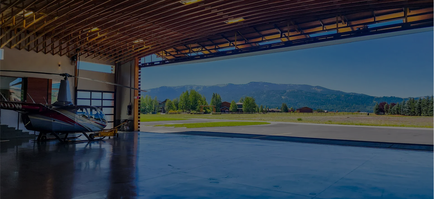Aircraft hangar with small plane